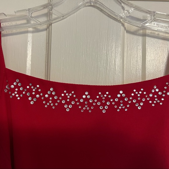 HP💃🏼Jessica McClintock red formal dress w/rhinestones. Fully lined. Size 5/6 - Picture 2 of 3